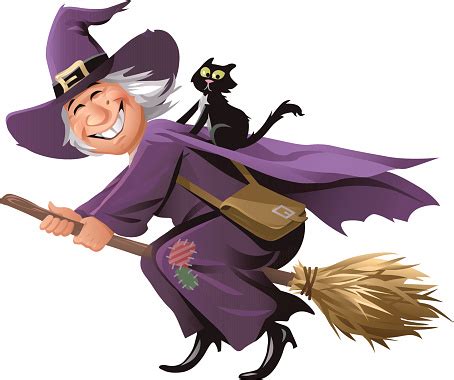 Witch flying through the air on a broom